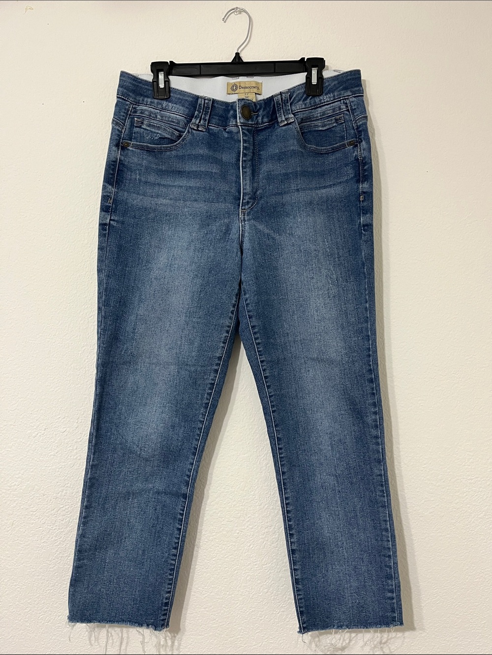 Democracy High Rise Jeans Size 12| Y2K Straight Leg Raw Hem‎ Denim - Picture 3 of 6